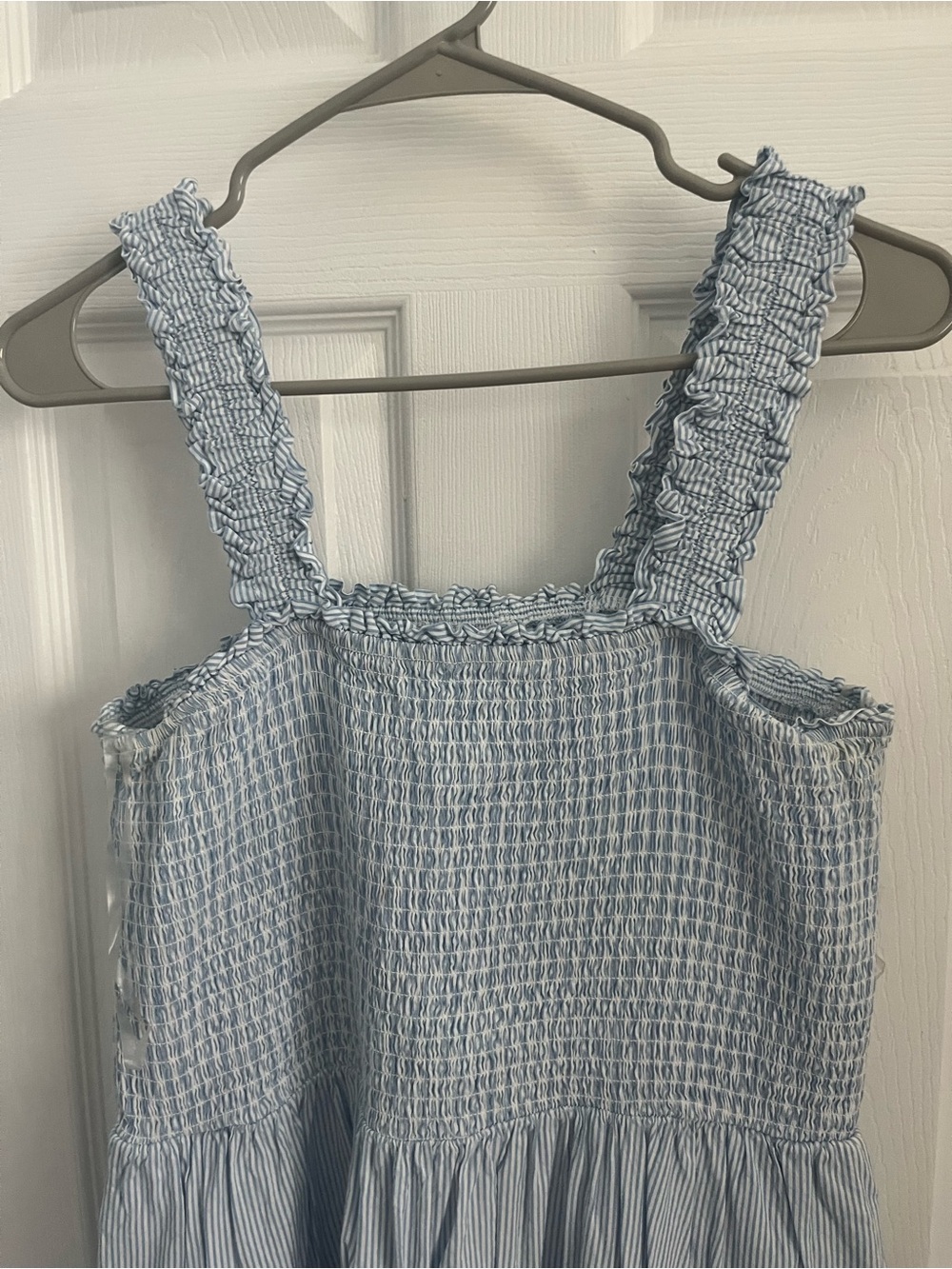 Time and Tru Light Blue Smocked Sundress with Stripes - Picture 2 of 9